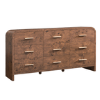 Vintagearth 9 Drawer Dresser for Bedroom, Curved 1.18" Thick FSC Certified Wood, Dark Burl