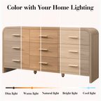 Vintagearth 9 Drawer Dresser for Bedroom, Curved 1.18" Thick FSC Certified Wood, Oak