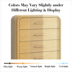 Vintagearth 5 Drawers Dresser for Bedroom, Curved 45.6" Tall FSC-certified Wood 1.18" Thick Board Dressers & Chests of Drawers for Living Room, Hallway, Entryway, Golden Oak