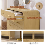 Vintagearth 5 Drawers Dresser for Bedroom, Curved 45.6" Tall FSC-certified Wood 1.18" Thick Board Dressers & Chests of Drawers for Living Room, Hallway, Entryway, Golden Oak