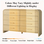 Vintagearth 8 Drawers Dresser for Bedroom, Curved FSC-certified Wood 1.18" Thick Board Dressers & Chests of Drawers for Living Room, Hallway, Entryway, Golden Oak