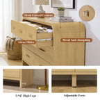 Vintagearth 7 Drawers Dresser for Bedroom, Curved FSC-certified Wood 1.18" Thick Board Dressers & Chests of Drawers for Living Room, Hallway, Entryway, Golden Oak