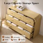 Vintagearth 7 Drawers Dresser for Bedroom, Curved FSC-certified Wood 1.18" Thick Board Dressers & Chests of Drawers for Living Room, Hallway, Entryway, Golden Oak