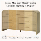 Vintagearth 7 Drawers Dresser for Bedroom, Curved FSC-certified Wood 1.18" Thick Board Dressers & Chests of Drawers for Living Room, Hallway, Entryway, Golden Oak