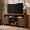 Vintagearth TV Stand with FSC-Certified 1.22" Thick Board, Storage Cabinets & Open Shelves, Curved Edge Entertainment Center for TVs up to 65", Dark Burl