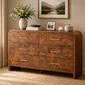 Vintagearth 6 Drawer Dresser for Bedroom, 54" Wide Storage Cabinet with Thick FSC-Certified Wood, Curved Edge Design, Large Capacity, Dark Burl