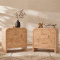 Vintagearth Nightstand Set of 2, 24" Tall Modern Curved Bedside Table, FSC-Certified Wood End Table, 2 Drawer Storage, Light Burl