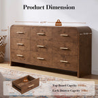 Vintagearth 9 Drawers Dresser for Bedroom, Curved FSC-certified Wood 1.18" Thick Board Dressers & Chests of Drawers for Living Room, Hallway, Entryway, Dark Burl