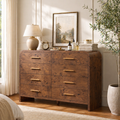 Vintagearth 8 Drawers Dresser for Bedroom, Curved FSC-certified Wood 1.18" Thick Board Dressers & Chests of Drawers for  Living Room, Hallway, Entryway, Dark Burl