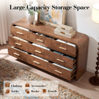 Vintagearth 9 Drawers Dresser for Bedroom, Curved FSC-certified Wood 1.18" Thick Board Dressers & Chests of Drawers for Living Room, Hallway, Entryway, Dark Burl