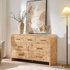 Vintagearth 7 Drawers Dresser for Bedroom, Curved FSC-certified Wood 1.18" Thick Board Dressers & Chests of Drawers for  Living Room, Hallway, Entryway, Light Burl