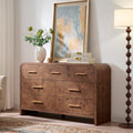 Vintagearth 7 Drawers Dresser for Bedroom, Curved FSC-certified Wood 1.18" Thick Board Dressers & Chests of Drawers for  Living Room, Hallway, Entryway, Dark Burl