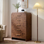 Vintagearth 5 Drawers Dresser for Bedroom, Curved 45.6" Tall FSC-certified Wood 1.18" Thick Board Dressers & Chests of Drawers for  Living Room, Hallway, Entryway, Dark Burl