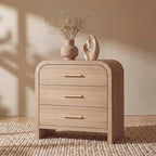 Vintagearth Nightstand 26.7" Tall Modern Curved Bedside Table, FSC-Certified Wood End Table, 3 Drawer Storage