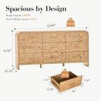 Vintagearth 9 Drawers Dresser for Bedroom, Curved FSC-certified Wood 1.18" Thick Board Dressers & Chests of Drawers for  Living Room, Hallway, Entryway, Light Burl