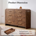 Vintagearth 8 Drawers Dresser for Bedroom, Curved FSC-certified Wood 1.18" Thick Board Dressers & Chests of Drawers for  Living Room, Hallway, Entryway, Dark Burl