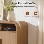 Mueble de TV Vintagearth, centro de entretenimiento de madera con certificación FSC, diseño curvado único, armarios de almacenamiento y estantes ajustables, consola multimedia moderna, fácil montaje, Light Burl
