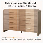 Vintagearth 8 Drawers Dresser for Bedroom, Curved FSC-certified Wood 1.18" Thick Board Dressers & Chests of Drawers for  Living Room, Hallway, Entryway, Oak