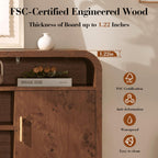 Vintagearth TV Stand with FSC-Certified 1.22" Thick Board, Storage Cabinets & Open Shelves, Curved Edge Entertainment Center for TVs up to 65", Dark Burl