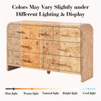 Vintagearth 7 Drawers Dresser for Bedroom, Curved FSC-certified Wood 1.18" Thick Board Dressers & Chests of Drawers for  Living Room, Hallway, Entryway, Light Burl