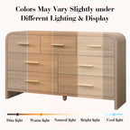 Vintagearth 7 Drawers Dresser for Bedroom, Curved FSC-certified Wood 1.18" Thick Board Dressers & Chests of Drawers for  Living Room, Hallway, Entryway, Oak