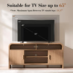 Mueble de TV Vintagearth, centro de entretenimiento de madera con certificación FSC, diseño curvado único, armarios de almacenamiento y estantes ajustables, consola multimedia moderna, fácil montaje, Light Burl