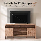 Vintagearth TV Stand with FSC-Certified 1.22" Thick Board, Storage Cabinets & Open Shelves, Curved Edge Entertainment Center for TVs up to 65", Light Burl