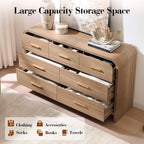 Vintagearth 7 Drawers Dresser for Bedroom, Curved FSC-certified Wood 1.18" Thick Board Dressers & Chests of Drawers for  Living Room, Hallway, Entryway, Oak