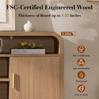 Mueble de TV Vintagearth, centro de entretenimiento de madera con certificación FSC, diseño curvado único, armarios de almacenamiento y estantes ajustables, consola multimedia moderna, fácil montaje, Light Burl