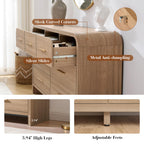 Vintagearth 7 Drawers Dresser for Bedroom, Curved FSC-certified Wood 1.18" Thick Board Dressers & Chests of Drawers for  Living Room, Hallway, Entryway, Oak