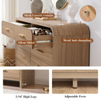 Vintagearth 8 Drawers Dresser for Bedroom, Curved FSC-certified Wood 1.18" Thick Board Dressers & Chests of Drawers for  Living Room, Hallway, Entryway, Oak