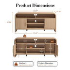 Vintagearth TV Stand with FSC-Certified 1.22" Thick Board, Storage Cabinets & Open Shelves, Curved Edge Entertainment Center for TVs up to 65", Oak