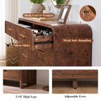 Vintagearth 8 Drawers Dresser for Bedroom, Curved FSC-certified Wood 1.18" Thick Board Dressers & Chests of Drawers for  Living Room, Hallway, Entryway, Dark Burl