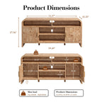 Vintagearth TV Stand with FSC-Certified 1.22" Thick Board, Storage Cabinets & Open Shelves, Curved Edge Entertainment Center for TVs up to 65", Light Burl