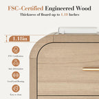 Vintagearth Nightstand Set of 2, 24" Tall Modern Curved Bedside Table, FSC-Certified Wood End Table, 2 Drawer Storage, Oak