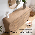 Vintagearth 8 Drawers Dresser for Bedroom, Curved FSC-certified Wood 1.18" Thick Board Dressers & Chests of Drawers for  Living Room, Hallway, Entryway, Oak