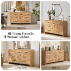 Vintagearth 7 Drawers Dresser for Bedroom, Curved FSC-certified Wood 1.18" Thick Board Dressers & Chests of Drawers for  Living Room, Hallway, Entryway, Light Burl