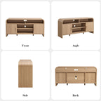 Mueble de TV Vintagearth, centro de entretenimiento de madera con certificación FSC, diseño curvado único, armarios de almacenamiento y estantes ajustables, consola multimedia moderna, fácil montaje, Light Burl