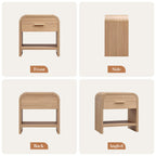 Vintagearth Mesita de Noche de 61 cm de Alto, Moderna Mesa Auxiliar Curva de Madera Certificada FSC, 1 Cajón y 1 Estante Abierto, Burl Claro