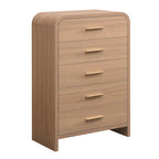 Vintagearth 5 Drawer Dresser for Bedroom, Curved 1.18" Thick FSC Certified Wood, Oak