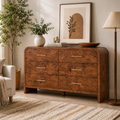 Vintagearth 6 Drawer Dresser for Bedroom, Curved 1.18" Thick FSC Certified Wood, Dark Burl