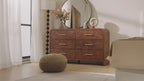 Vintagearth 6 Drawer Dresser for Bedroom, 54" Wide Storage Cabinet with Thick FSC-Certified Wood, Curved Edge Design, Large Capacity, Dark Burl